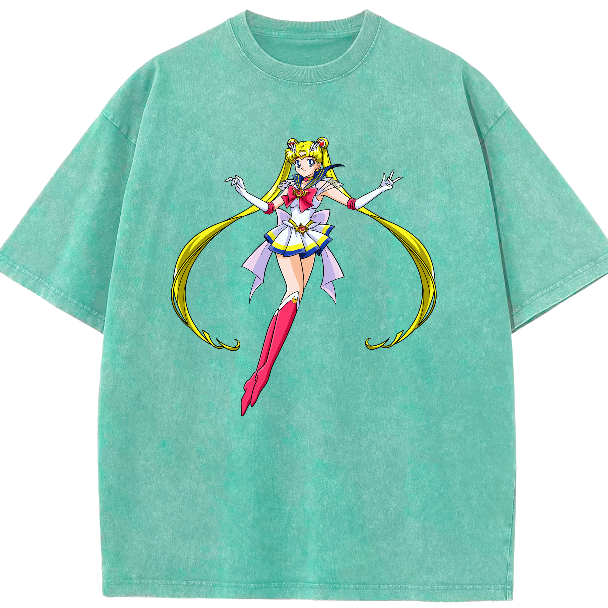 （画像用） 美少女戦士セーラームーン 月野 うさぎ つきの うさぎ Sailor Moon Tsukino Usagi 綿100% ヴィンテージ風 半袖Tシャツ（フロントプリント）